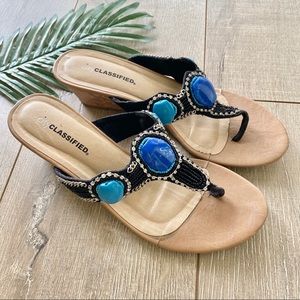 City Classified Sandals with Blue Jewels Size 8